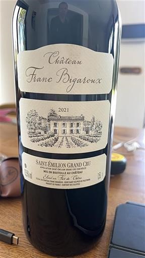 Burdeos Saint-Émilion Gran Cru Château Franc Bigaroux 2021