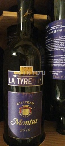 Lounais-Ranska Madiran Château Montus La Tyre 2010