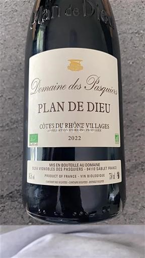 Valle del Ródano Côtes del Ródano Pueblos Domaine des Pasquiers Plan de Dieu 2022