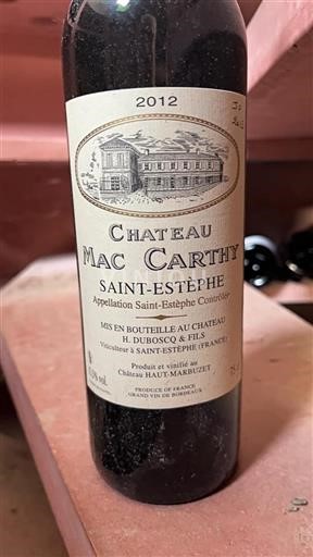 Bordeaux Saint-Estèphe Château Mac Carthy 2012